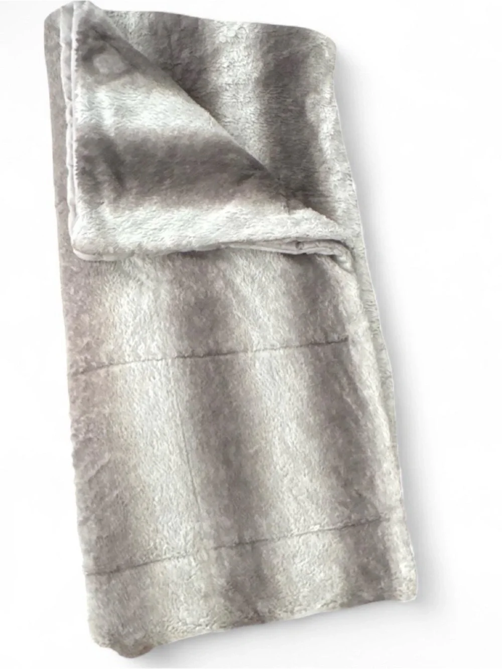 Saks Fifth Avenue Silver-Gray Faux Fur Throw Blanket